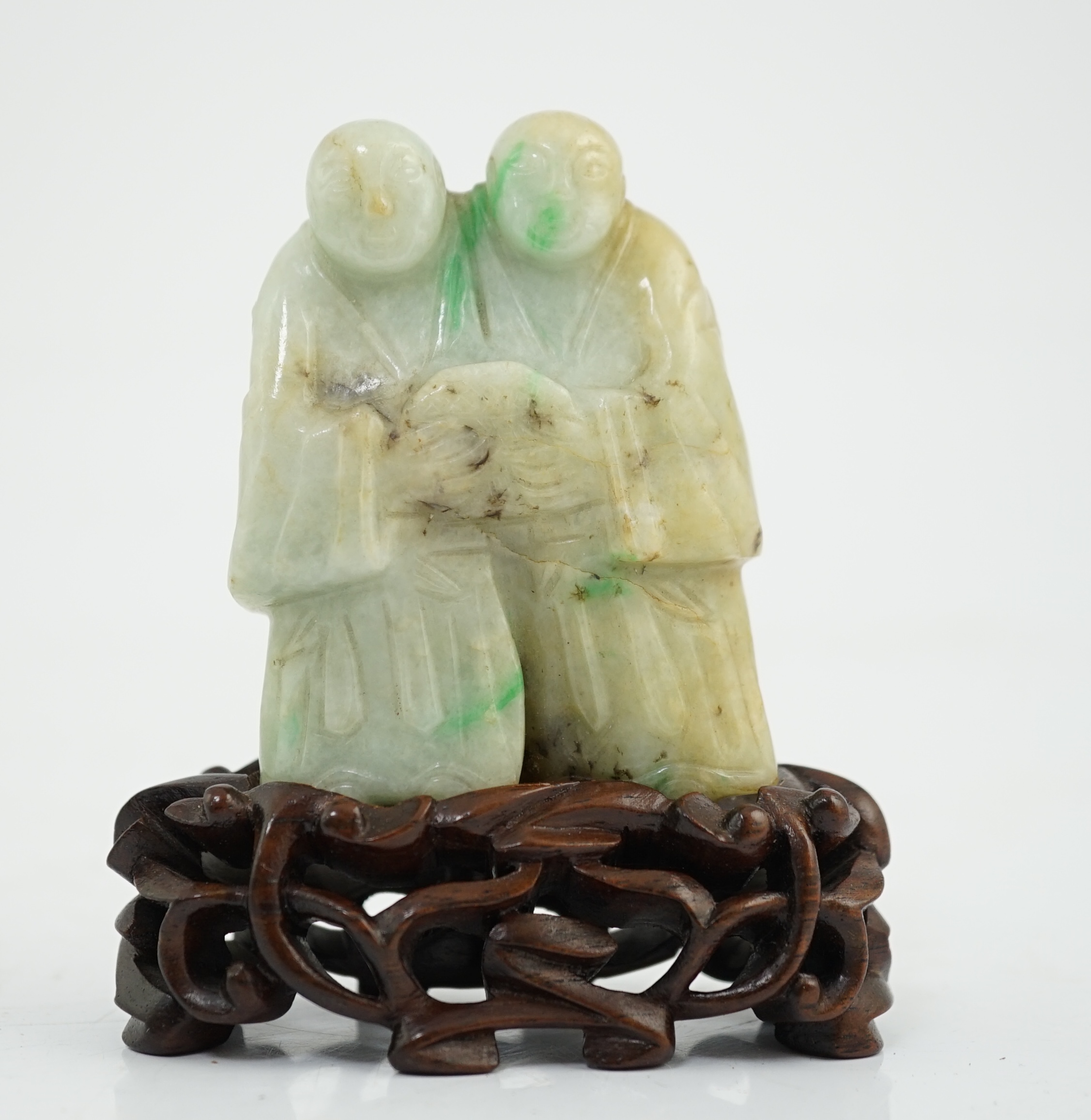A Chinese jadeite group of the He He Erxian, 19th century